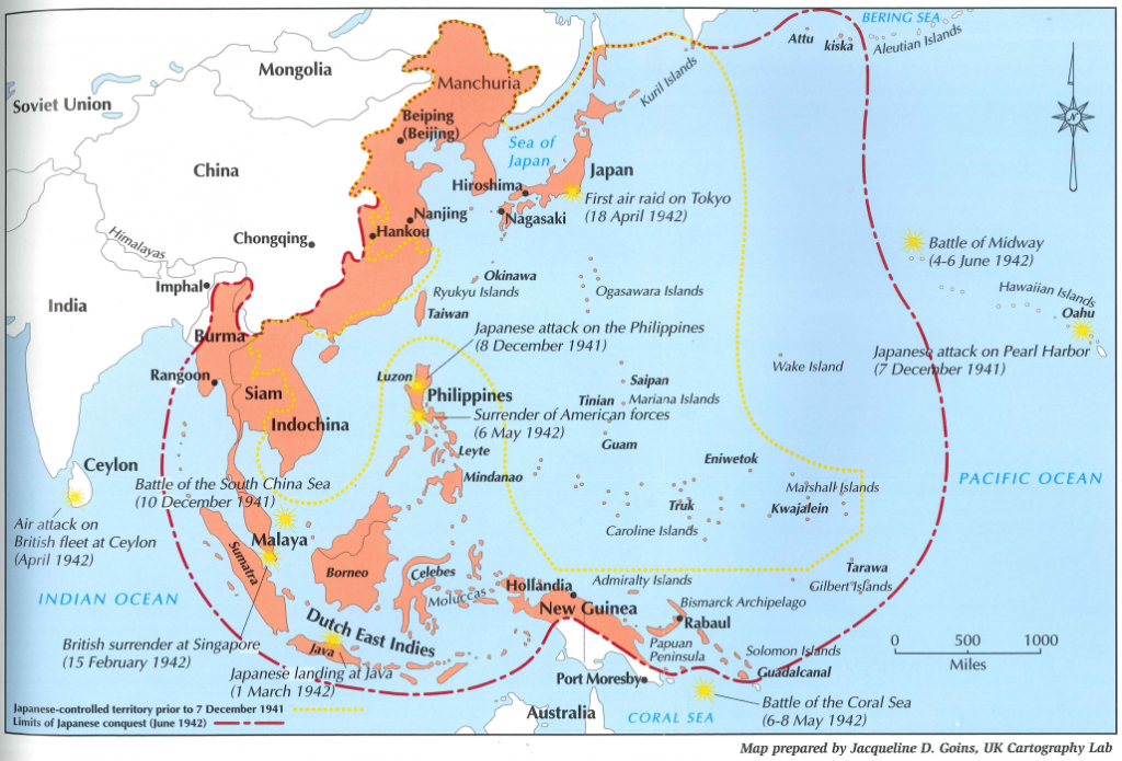 Map of Pacific Theatre - 1942